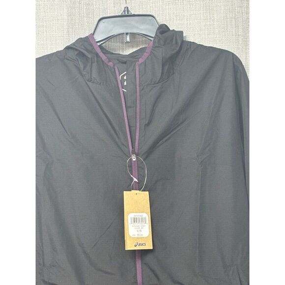 ASICS Women's Hooded Packable Jacket, Black, Sz. L - Picture 5 of 13